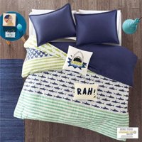 Milsleep - Finn Twin Juego De Funda Nórdica De Algodón Tiburón Verde Y Azul Marino