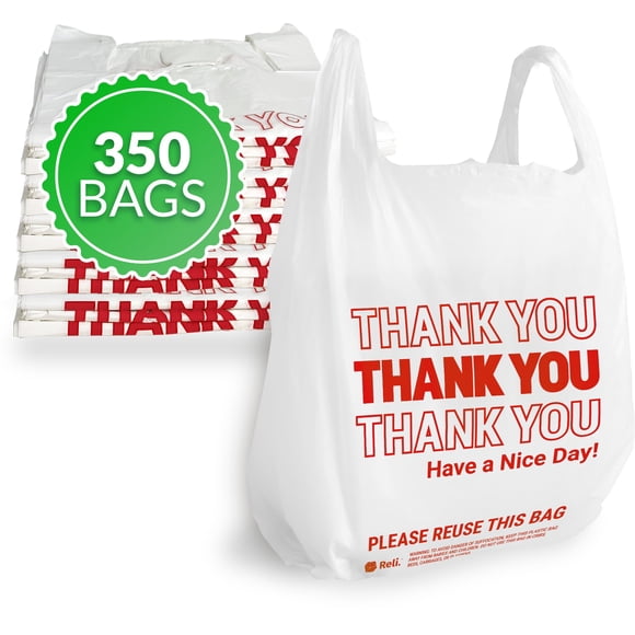 Bolsas De Plástico Gracias (350 Unidades) Por Grocery White
