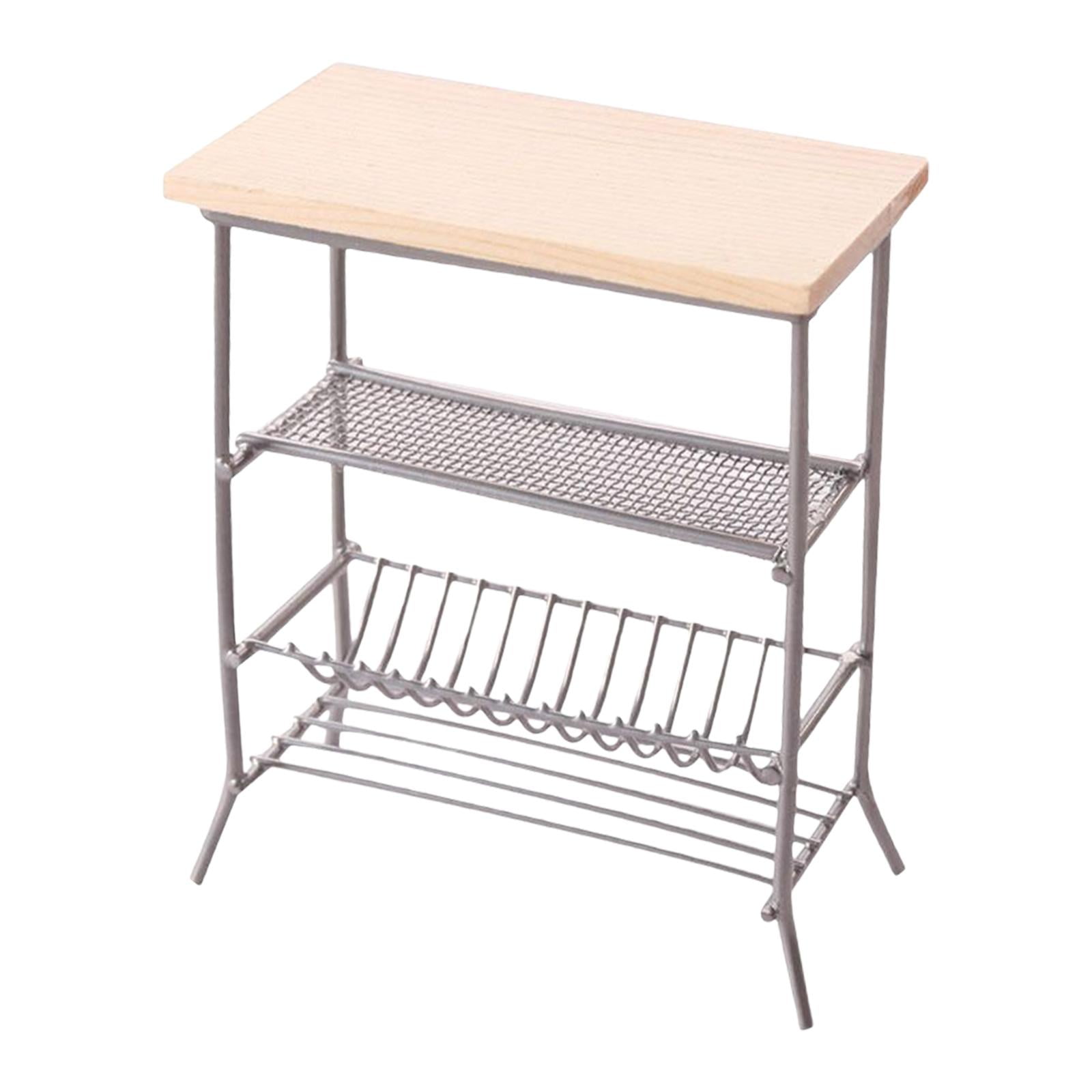 Magideal - Estante Para Vajilla De Casa De Muñecas Juguete De Simulación Para Niños Mueble De Almacenamiento 1 12 Estante De Madera Adecuado Para Decorar Comedor Plata