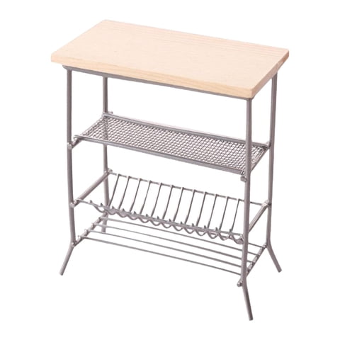 Magideal - Estante Para Vajilla De Casa De Muñecas Juguete De Simulación Para Niños Mueble De Almacenamiento 1 12 Estante De Madera Adecuado Para Decorar Comedor Plata