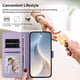 thumbnail image 4 of Funda de Cuero Tipo Billetera para Samsung Galaxy A16 4G / 5G 6.7", con Tarjetero, Pulsera, Soporte a Prueba de Golpes con Relieve de Patrón Feliz, Funda para Teléfono, Morado Claro, para Galaxy A16, 4 of 8
