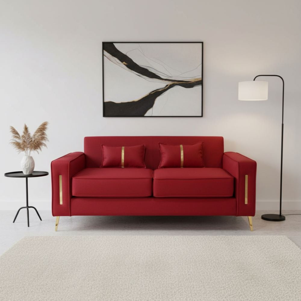 Muebles New - Sofa Paris Dos Cuerpos Rojo Lino