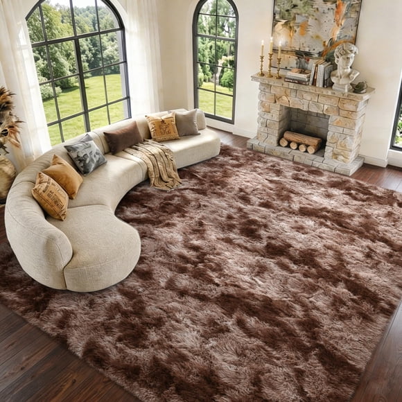 Alfombra simpWalnut 244 x 183 cm Tie‑Dye color café esponjosa