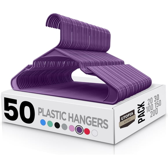 Organizadores de armario Utopia Home de Plastic Hangers, 50 unidades, color morado