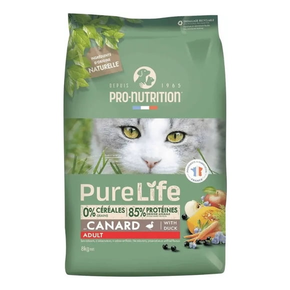 Alimento Seco Pure Life para Gato Adulto Sabor Pato Pro-nutrition Flatazor 2 Kg