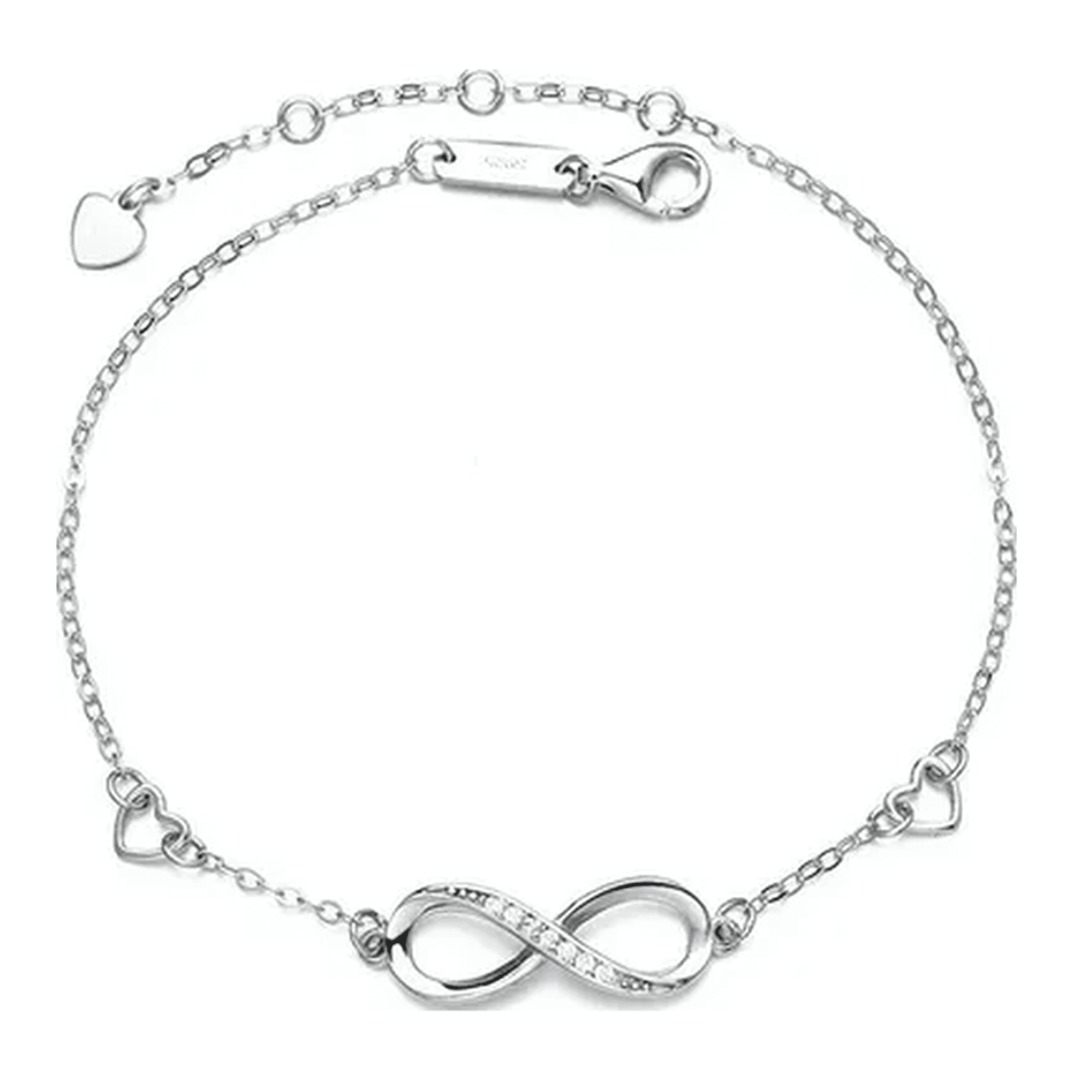 Genérico - Pulsera Amor Infinito Plata 925 Con Corazones