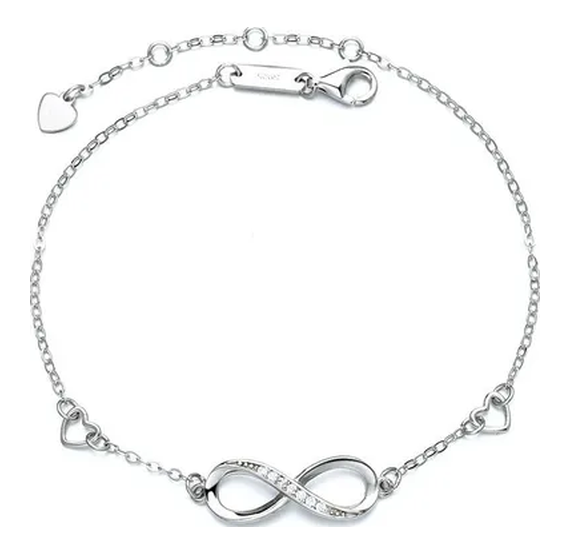 Genérico - Pulsera Amor Infinito Plata 925 Con Corazones