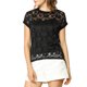thumbnail image 1 of INSPIRE CHIC Día de San Valentín Blusa Casual de Mujer con Mangas Cortas Transparentes de Encaje Floral L Negro, 1 of 8