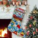 thumbnail image 1 of Los Pitufos Tema: Calcetines de Navidad, fino lino blanco para colgar en escaleras y chimenea, decoración navideña para el hogar, regalo de Navidad. 54cm × 38cm, 1 of 5