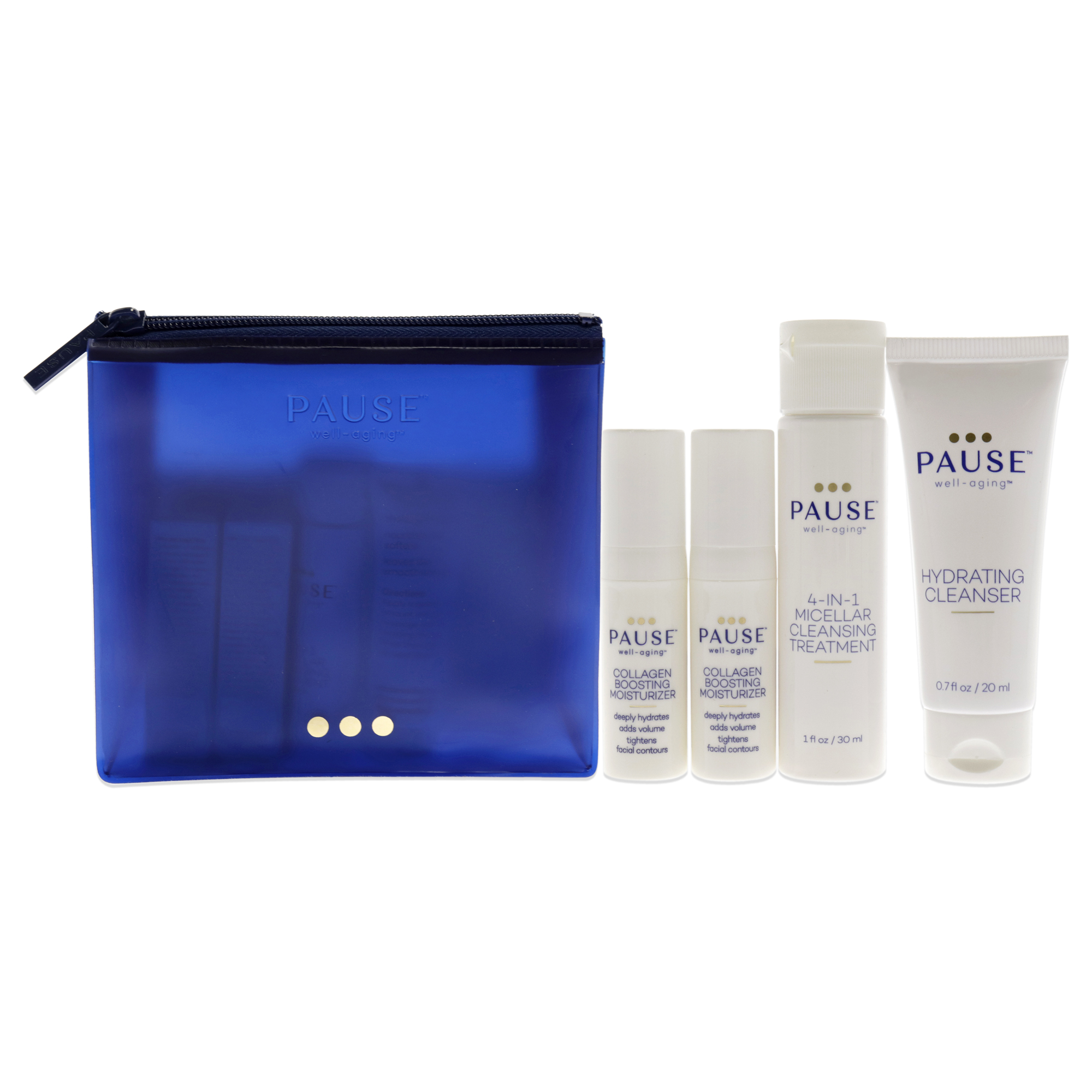 Pause Well-Aging - Kit De Descubrimiento De Para : Limpiador Hidratante, Tratamiento De Limpieza Micelar En X Crema Hidratante Potenciadora De Colágeno
