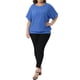 thumbnail image 2 of Agnes Orinda Women's Plus Size Top de Día de San Patricio con Dobladillo de Doble Capa con Ojales, Cuello Redondo, Mangas de Murciélago, Camisetas Informales de Verano 3X Azul Real, 2 of 6
