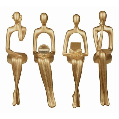 Genérico - Figuras Abstractas Estatuas Adorno Estantería 4 Piezas Jhn