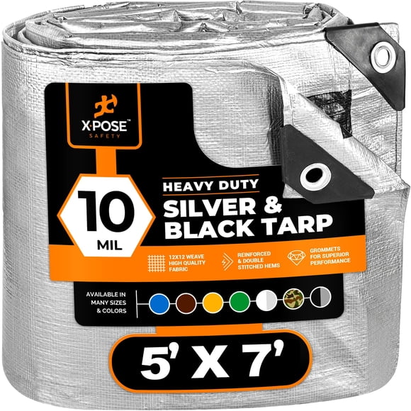 Lona de polietileno Xpose Safety, resistente, 5 pies x 7 pies, resistente al agua, 10 mil