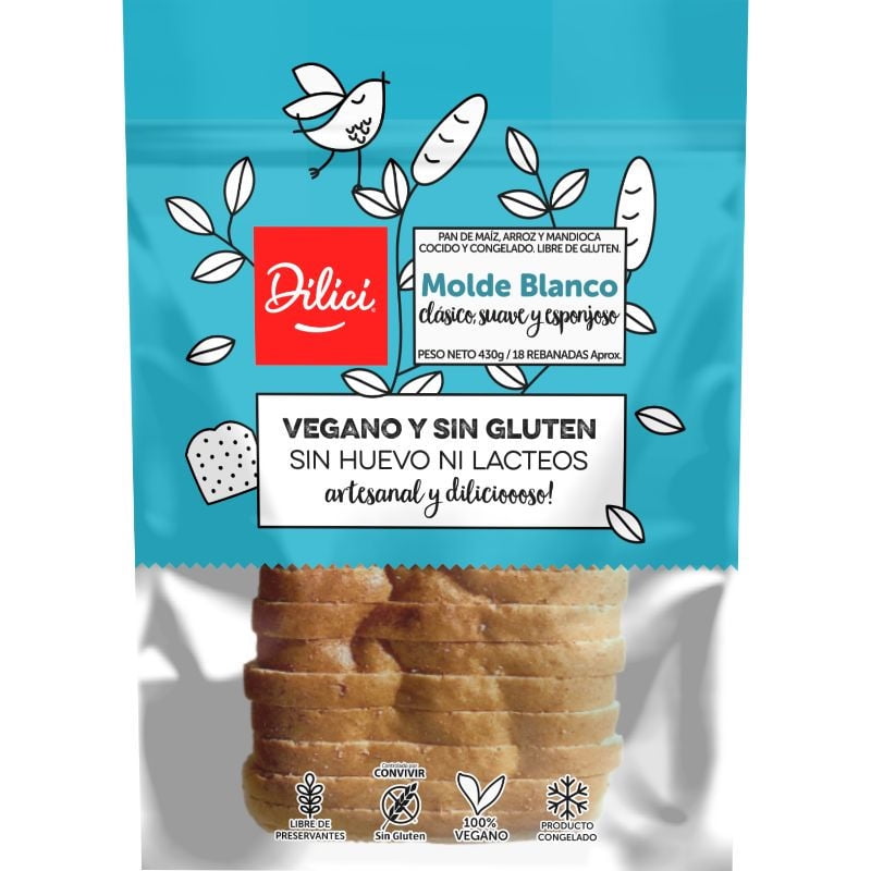 Pan De Molde Blanco Sin Glúten Vegano 430 g Dilici