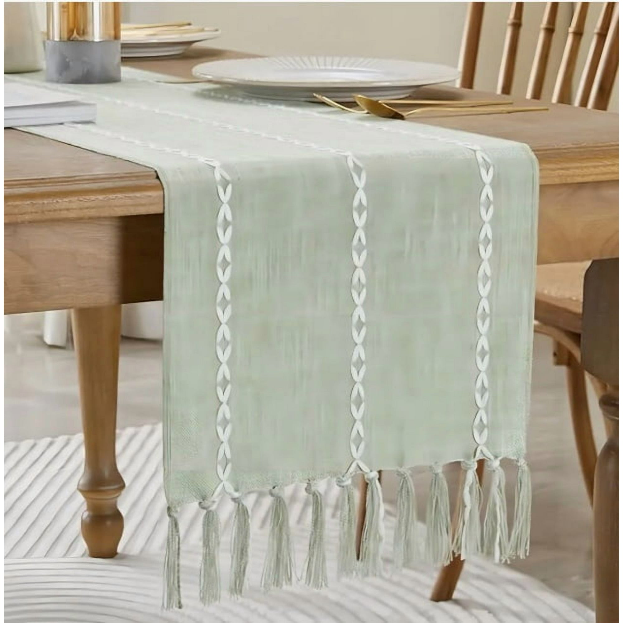 Atlas - Camino De Mesa Lino Y Algodon Verde