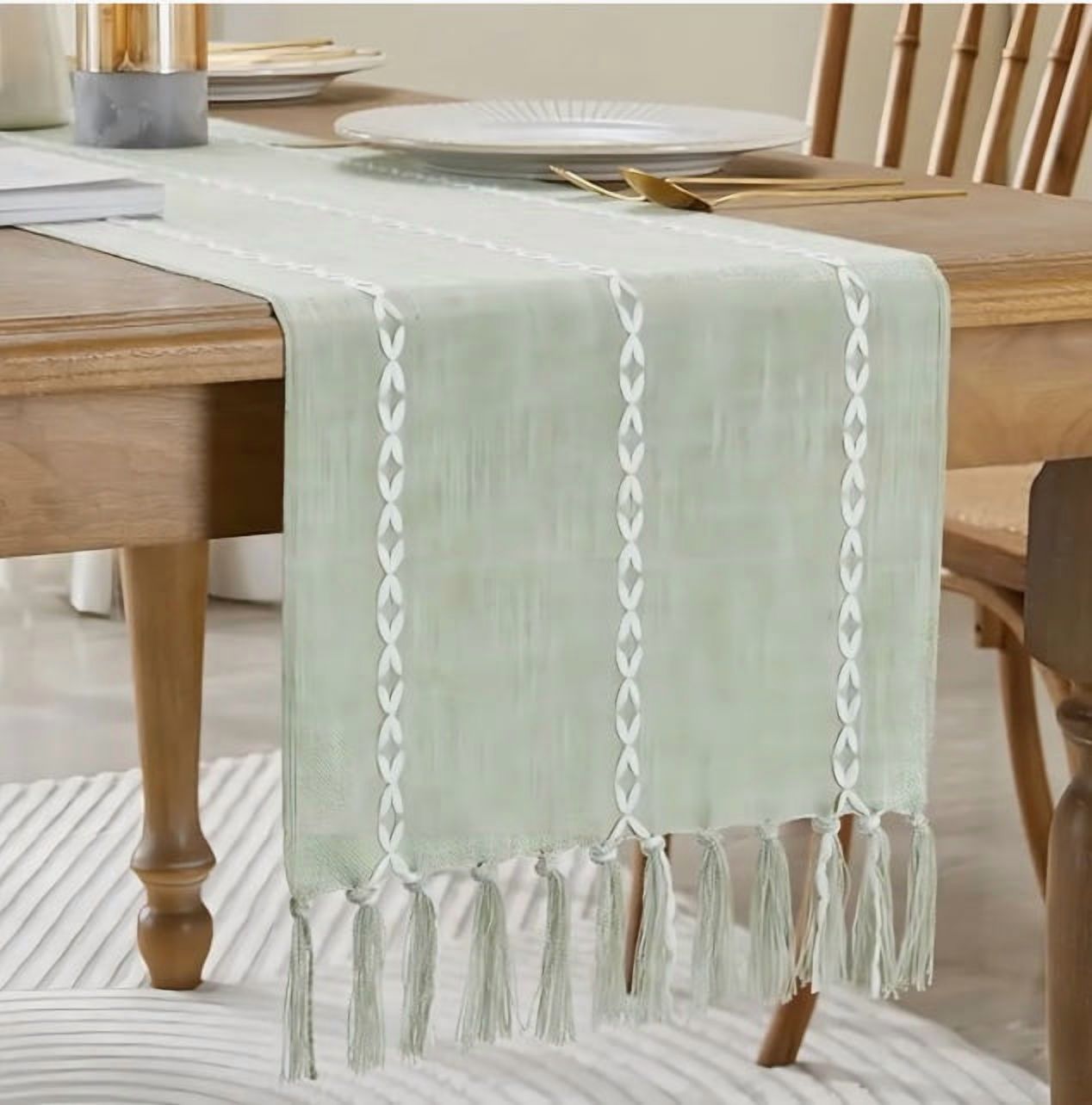 Riqui - Camino De Mesa Lino Y Algodon Verde