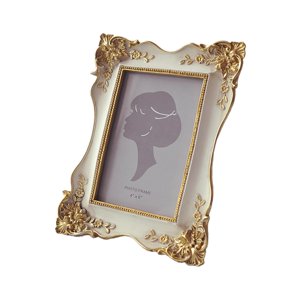 Magideal - Marco De Exhibición De Fotos De Resina Rectangular Marco Interno De 3.8X5.4 Pulgadas Antiguo De Lujo Más Fácil De Exhibir Adorno De Mesa Decoración De , Blanco