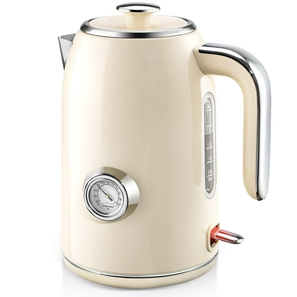 Hervidor eléctrico PUKOMC 1.7 L de acero inoxidable con medidor de temperatura
