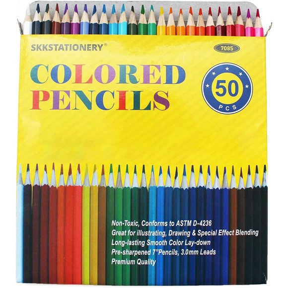 SKKSTATIONERY, 50 lápices de colores y 50 tonos vibrantes