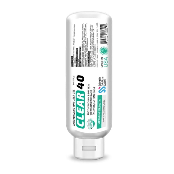 Gel de urea CLEAR 40, 40% con aceite de árbol de té y coco, 240 ml