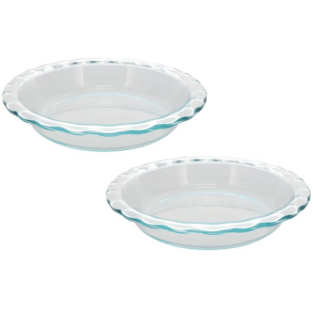 Platos para tarta Pyrex 2 unidades con borde acanalado de vidrio - Fabricado en EE. UU.