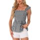 thumbnail image 1 of INSPIRE CHIC Blusa de Cuadros con Peplum para Mujer Regreso a Clases Cuello Cuadrado Sin Mangas Verano XS Negro, 1 of 6