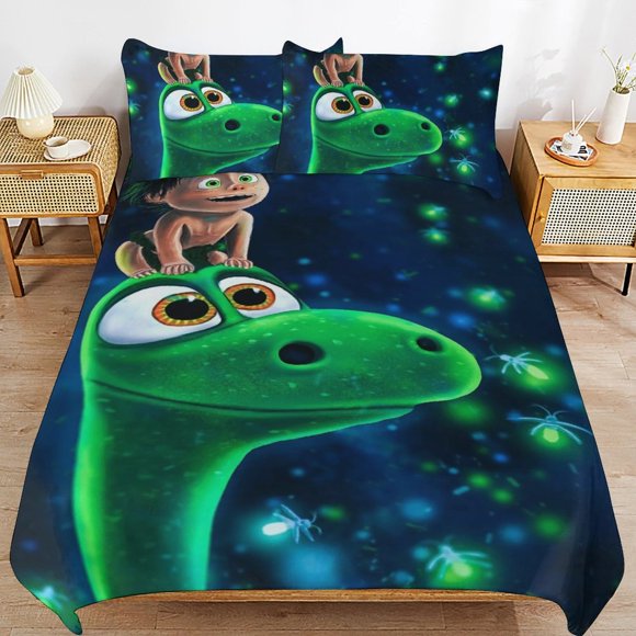 The Good Dinosaur Cartoon Bedding Sets Ultra Soft Skin-Friendly Duvet Cover 3 Piece, Cute Comforter Cover Bed Set for Boys Girls Kids
