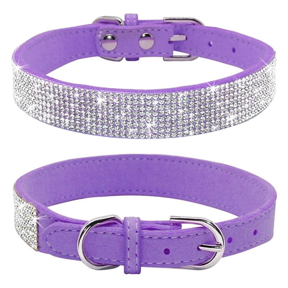 Collar para perro con diamantes de imitación Haoyueer Cute Dazzling Sparkling Purple