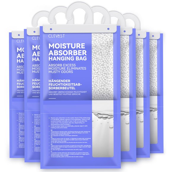 Absorbedor de humedad CLEVAST, 450 ml, paquete de 6 unidades para armario