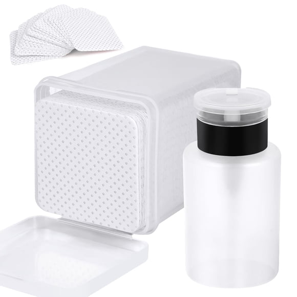 Almohadillas De Algodón Para Uñas 200 Unidades Más Botella Dispensadora Para Extensión De Pestañas