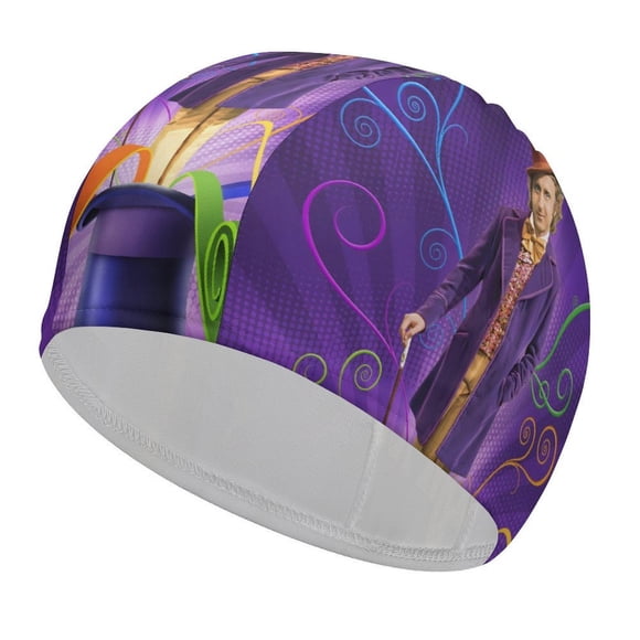 Willy Wonka Gorro de Natación de Licra, Gorro de Baño de Tela Cómoda, Gorro Elástico Antideslizante para Hombres, Mujeres y Niños