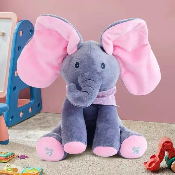 Elefante De Apego Musical Peek A Boo Peluche Para Niños Rosa