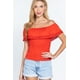 thumbnail image 1 of Top Fruncido con Hombros Descubiertos y Encaje, 1 of 5