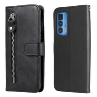 Gangxun - Funda Con Cremallera Para Motorola Edge 20 Pro, Carcasa Cartera De Cuero Pu Con Soporte Y Tarjetero