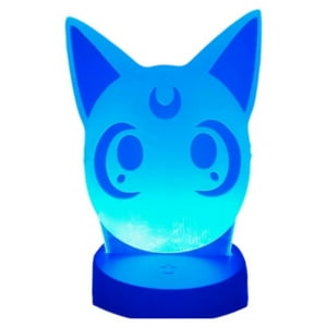 Lelumania - Lampara Ilusion 3D Gato Luna Sailor Moon De 7 Colores, Base Touch