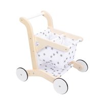 Magideal - Carrito De Compras De Madera Para Niños, Carrito De Compras Pequeño Para Aprendizaje Temprano, Muñeca De Juego De Simulación Para Niños Y Niñas De 1 A