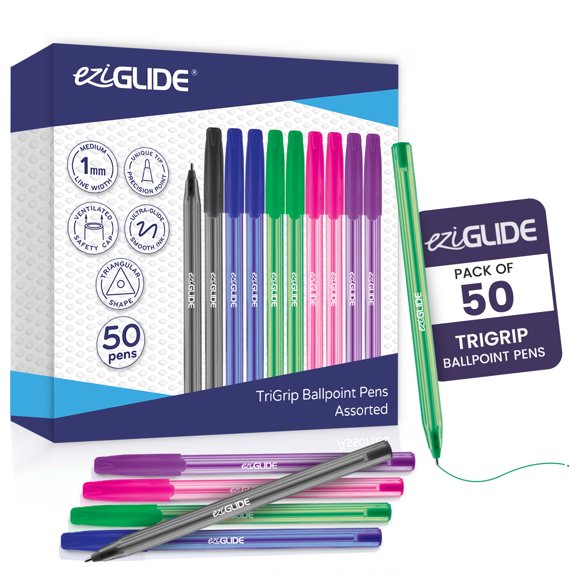 Bolígrafos Eziglide TriGrip 50 unidades colores surtidos