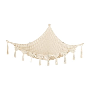 Bothyi - Hamaca Colgante Con Borlas Para Sala De Juegos, Red Para Hamaca Con Animales De Peluche, Color Blanco