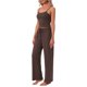 thumbnail image 4 of INSPIRE CHIC Conjunto de Pijama de Punto de Jersey para Mujer Camiseta Ajustable y Pantalones de Pierna Ancha con Bolsillos XS Marrón, 4 of 6