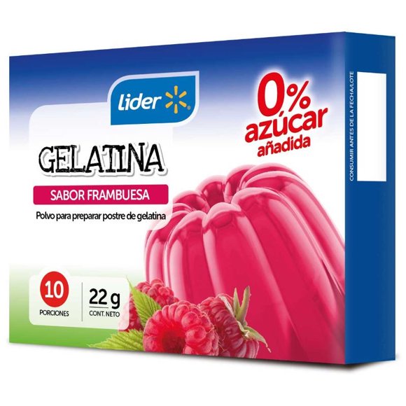 Gelatina 0% azúcar Sabor Frambuesa, 22 g