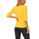 thumbnail image 3 of INSPIRE CHIC Camisetas de Mujer Mangas al Codo Cuello Barco Ajuste Ceñido Casual Camisetas Amarillo M, 3 of 6