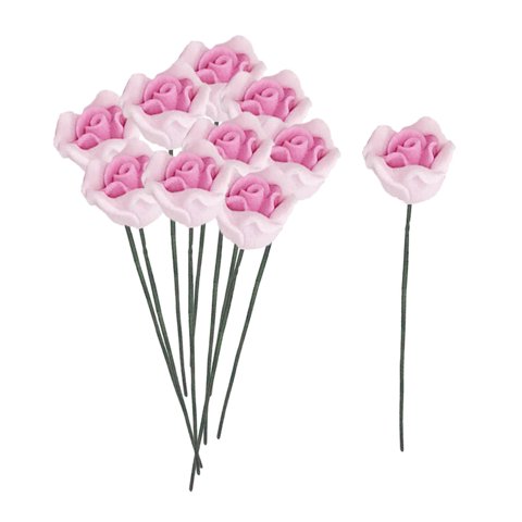 Magideal - 10 Piezas De Flores Rosas Artificiales, Adornos En Miniatura, Accesorios De Jardín, Decoración , Decoración De Paisaje Para Casa De