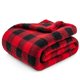 thumbnail image 2 of Manta PAVILIA Sherpa de forro polar negro y rojo a cuadros, 130 x 150 cm, 2 of 9
