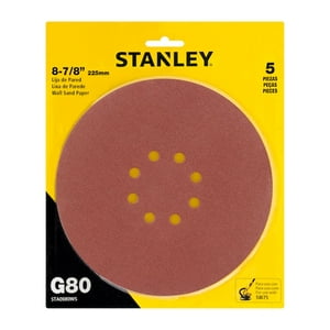 Disco Lijador Grano 80 De 8-7/8"" 225Mm 5 Unidades Stanley