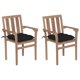thumbnail image 2 of Sillas de patio VidaXL de madera de teca con cojines negros, juego de 2, 2 of 9