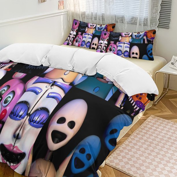 Five Nightat Freddy Quilt Set Thicken Soft 3 Pieces Bedding Set All Season Duvet Cove with 2 Pillowcases for Adult Women Girls Teens Home Room Decor