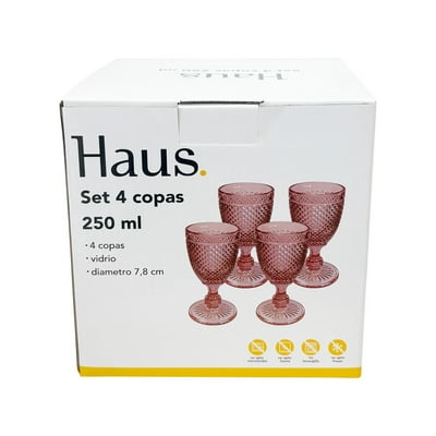 Set 4 Copas Vidrio 350Ml Rojo  Haus