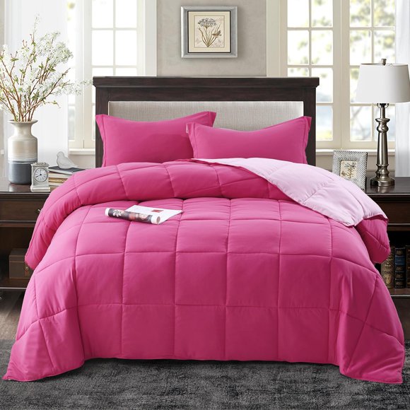 Juego de edredón HIG Pink Twin/Twin XL con funda para todas las estaciones