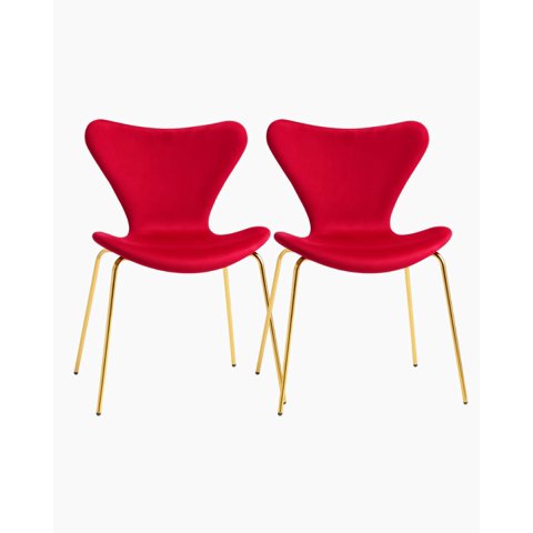 Habita2 Chile - Pack 2 Sillas Jlove Velvet Gold - Rojo