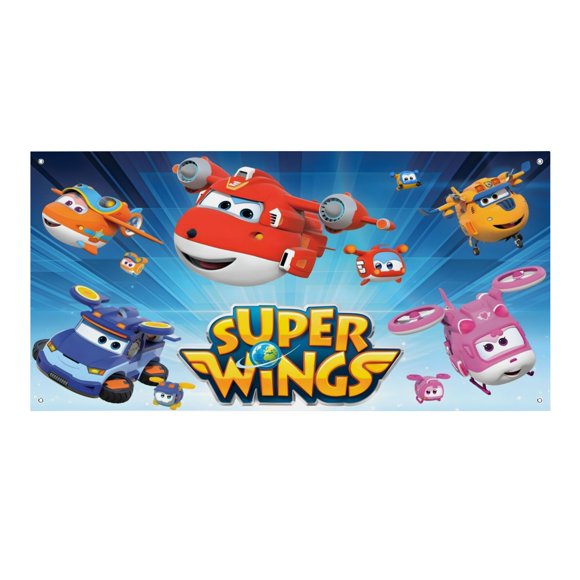 Super Wings Fondo Temático Pancarta Suministros de Decoración para Fiesta de Cumpleaños, Decoración de Fondo de Fiesta Personalizado,150x90cm